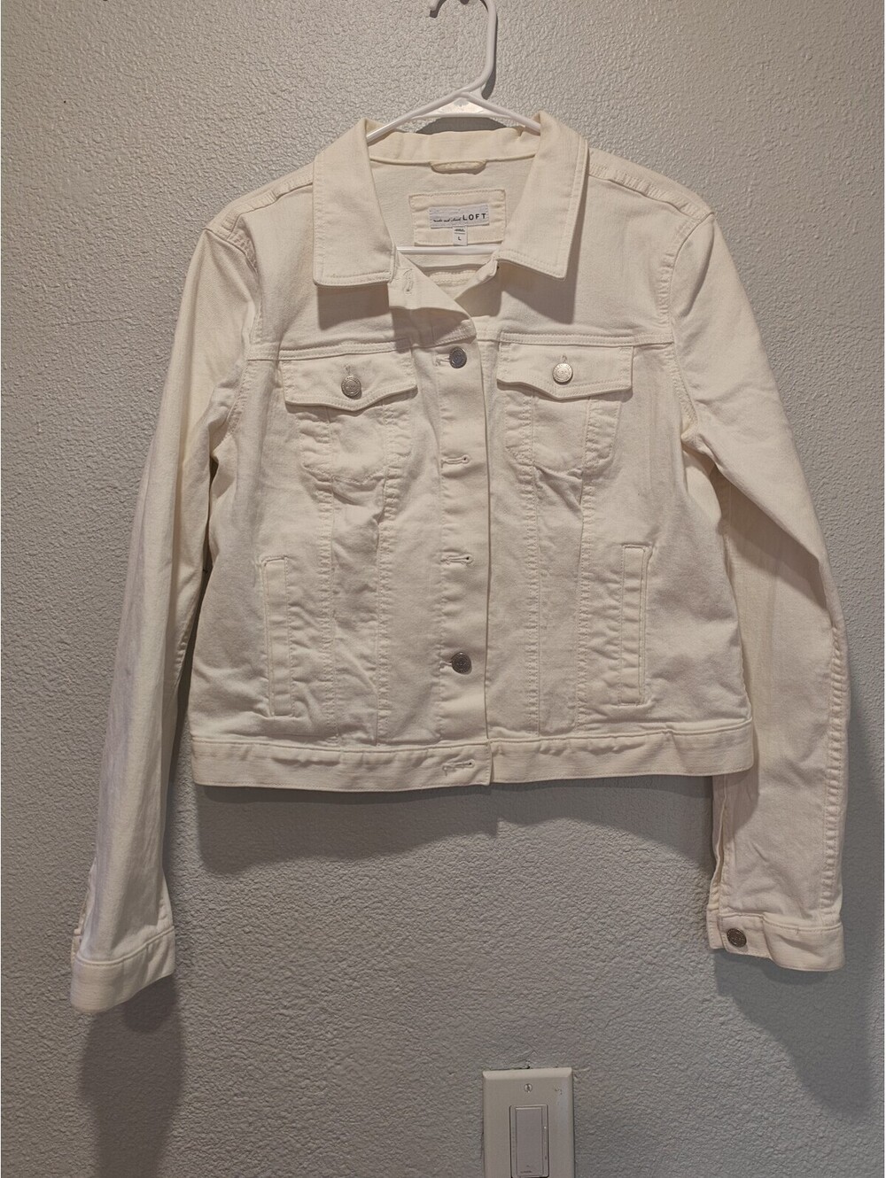 LOFT White Denim Jacket Size Large